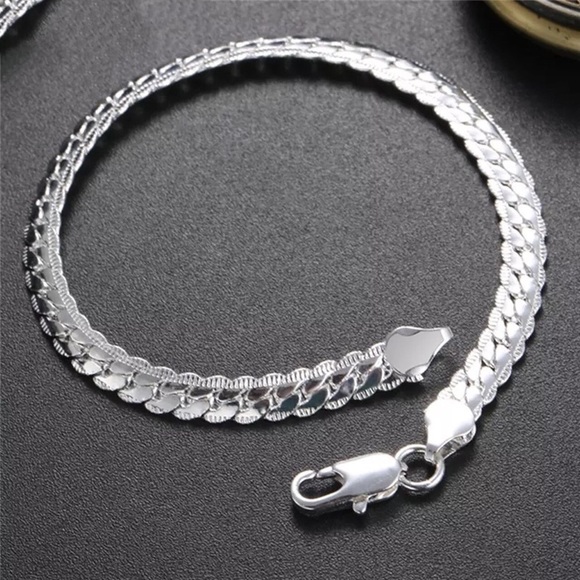 925 Silver Plated Unisex 5mm Snake Bracelet - Picture 3 of 7